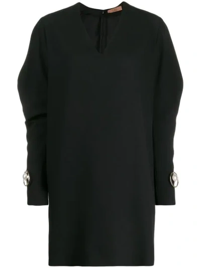 Coliac Pearl-detail Batwing Sleeve Dress In Black