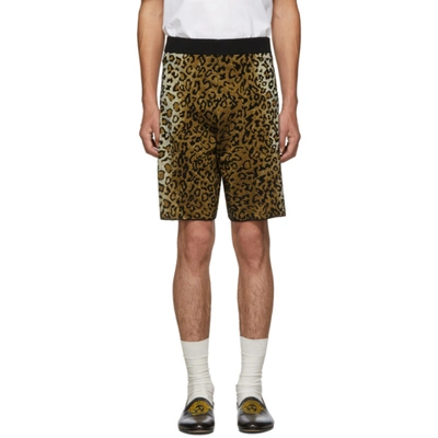 Versace Leopard Jacquard Shorts In A732 Black