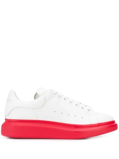 Alexander Mcqueen Men's Larry Contrast Sole Platform Sneakers In White