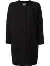 Boutique Moschino Three-quarters Sleeve Boxy Coat In Black