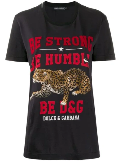 Dolce & Gabbana Be Strong Be Humble T-shirt In Black