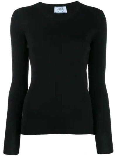 Prada Fein Gestrickter Pullover In Black