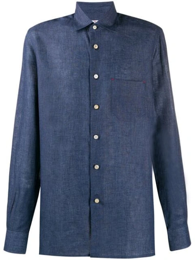 Kiton Plain Long-sleeved Shirt In Blue