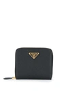 Prada Small Zipped Leather Wallet In Nero (black)