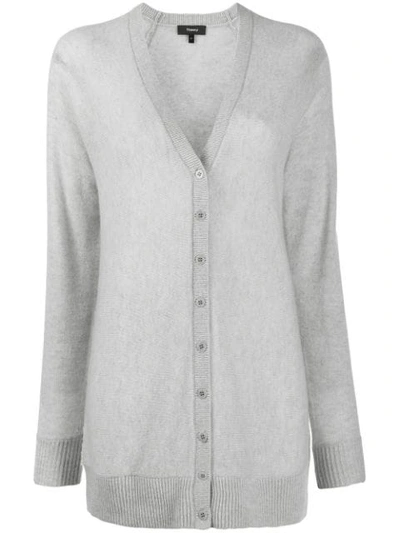 Theory Knitted Cardigan In B39 Pale Grey