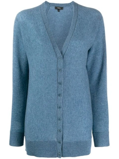 Theory Knitted Cardigan In Blue