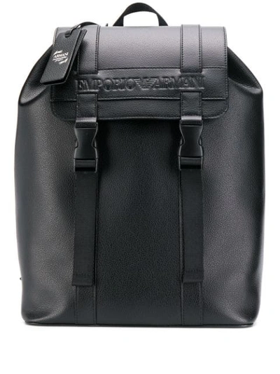 Emporio Armani Logo Backpack In Black