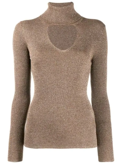 P.a.r.o.s.h Turtleneck Sweatshirt With Glitter Details In Neutrals