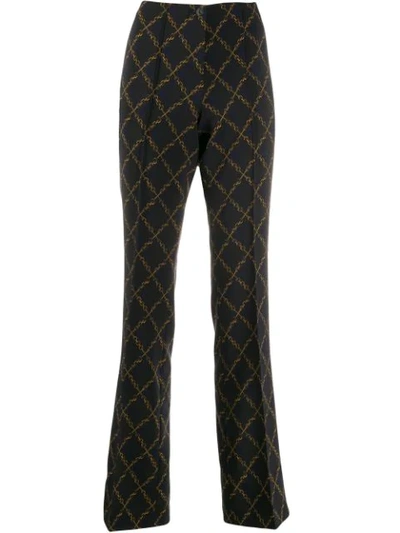 Cambio Chain Print Flared Trousers In Blue