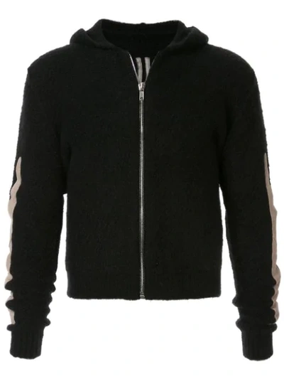 Rick Owens Zipped Hooded Sweatshirt In Black