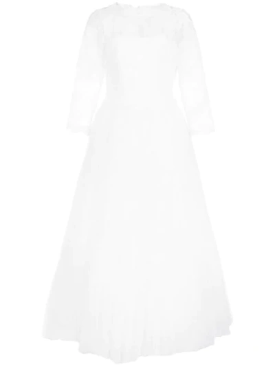 Tadashi Shoji Embroidered Flared Dress In White