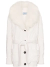 Prada Cashmere Fur-trimmed Cardigan In Naturale