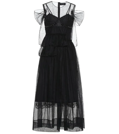Simone Rocha Tulle Midi Dress In Black