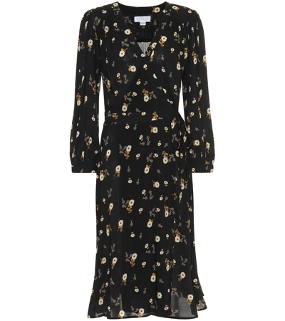 Velvet Jasmine Floral Wrap Dress In Black