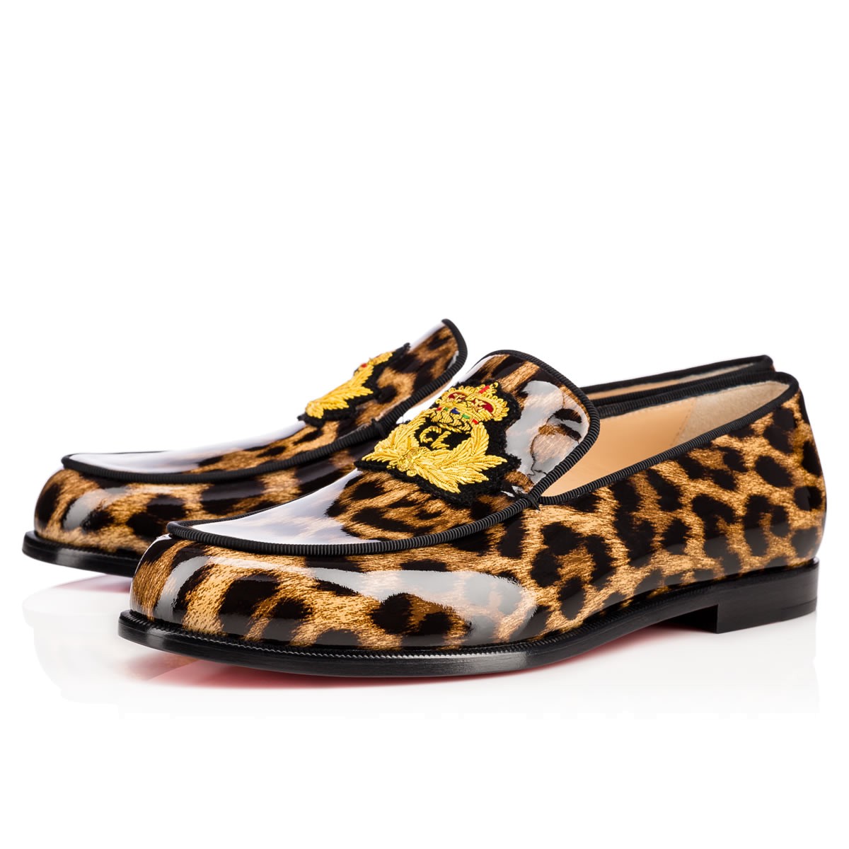 louboutin leopard loafers