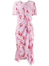 Preen Line Serelida Asymmetric Ruffled Floral-print Crepe De Chine Dress In Pink