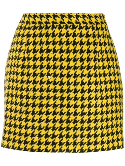 Alessandra Rich Houndstooth Wool-blend Tweed Mini Skirt In Yellow,black