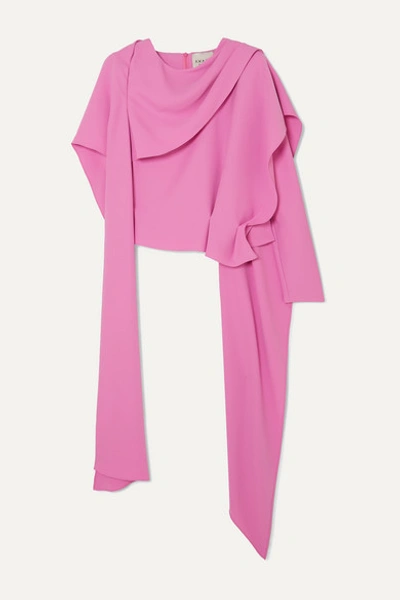 A.w.a.k.e. Roman Greek Asymmetric Draped Crepe Top In Hot Pink