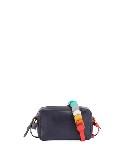Anya Hindmarch 'circle' Mini Interlocking Strap Leather Crossbody Bag In Indigo