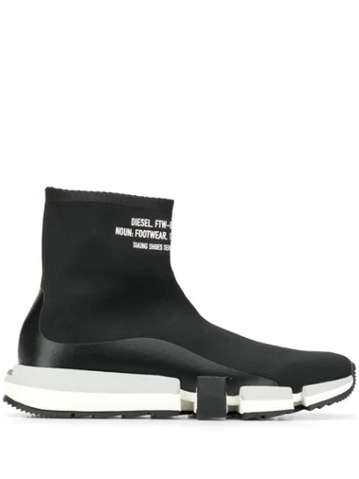 Diesel High-top Sock Sneakers In Black