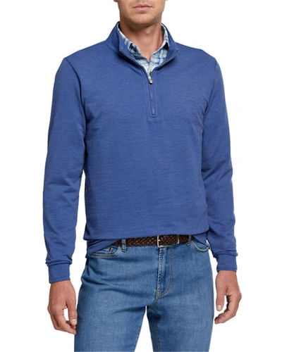 Peter Millar Men's Seaside Quarter-zip Sweater In Blue