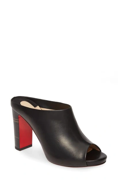 Christian Louboutin Corinthe Peep-toe Leather Red Sole Mules In Black