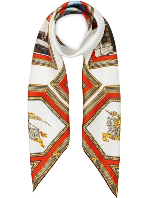 burberry archive print silk scarf