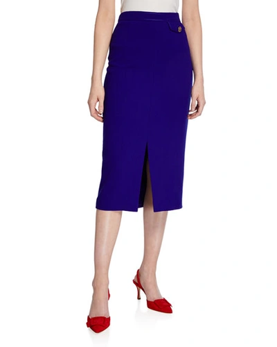 Escada Randuxina Wool Crepe Slit Pencil Skirt In Cobalt