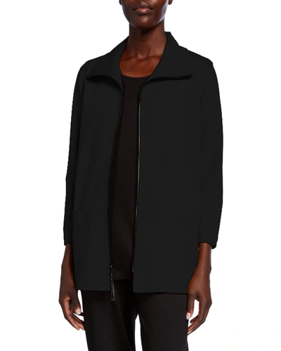 Caroline Rose Ponte Luxe Zip-front Jacket In Black