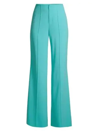 Alice And Olivia Dylan Clean High-waist Wide-leg Pants In Blue Bird