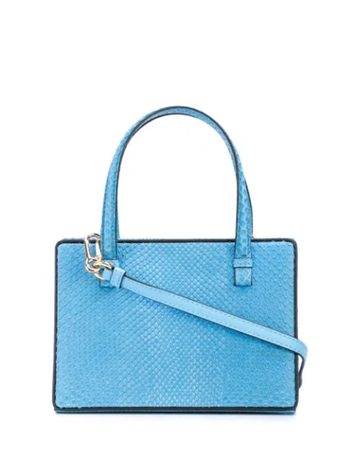 Loewe Postal Python Top-handle Bag In Blue