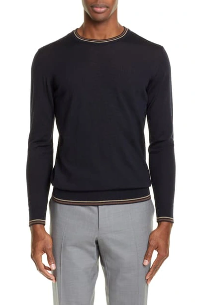 Emporio Armani Men's Fine-gauge Virgin Wool Crewneck Sweater In Navy