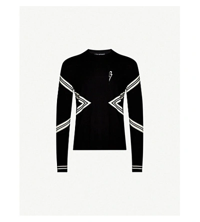 Neil Barrett Varsity Stripe Wool-knit Jumper In Black Off White