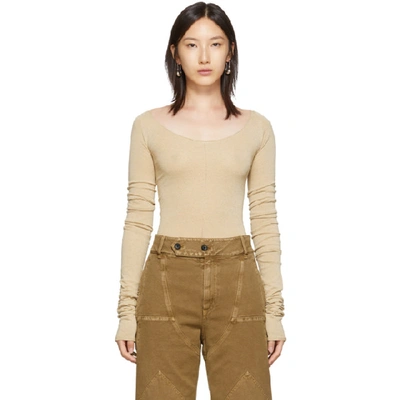 Lemaire Second Skin Scoop-neck Crepe-knit Sweater In Neutrals
