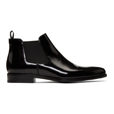 Prada Square-toe Leather Chelsea Boots In Black