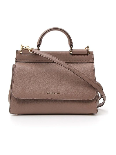 Dolce & Gabbana Small Soft Sicily Shoulder Bag In Brown