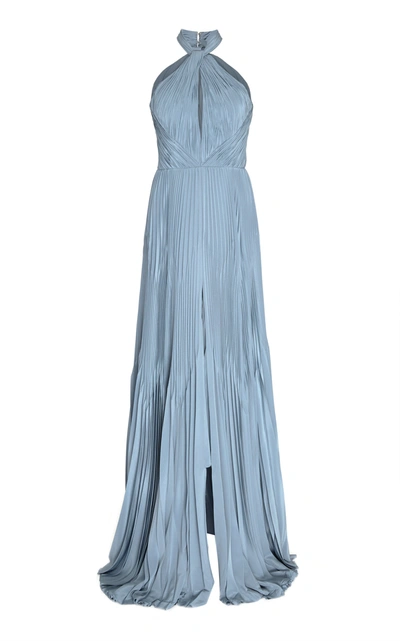 Burnett New York Women's Ocean Pleated Evening Gown In Blue