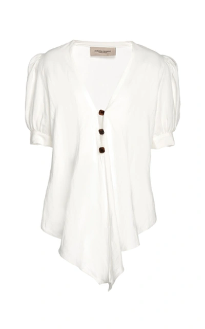 Adriana Degreas Women's Button-detailed Linen-blend Shirt In White