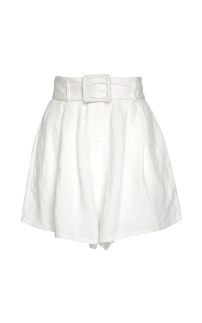 Adriana Degreas Women's Belted Linen-blend Shorts In White