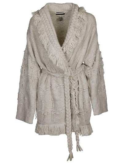 Alanui Fringe Knitted Cardigan In Lapponia White
