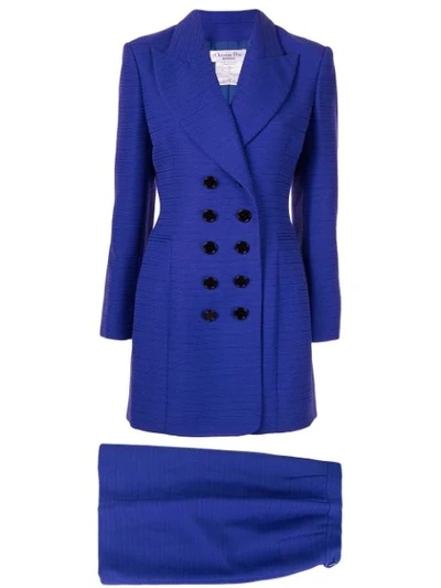 Pre-owned Dior Setup Jacket Skirt In Blue