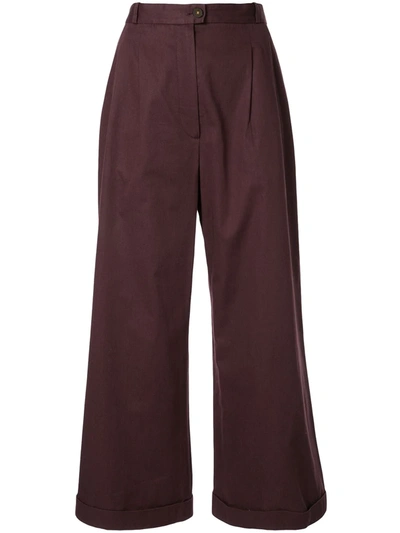 Pre-owned Chanel 2002 Cropped Wide Trousers In Purple