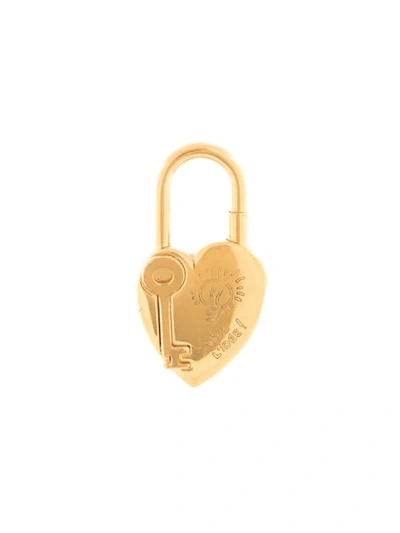 Pre-owned Hermes Fantaisie Cadena 2004 Heart Padlock Pendant In Gold