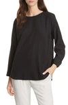 Eileen Fisher Shirttail Tencel Lyocell Blend Top In Black