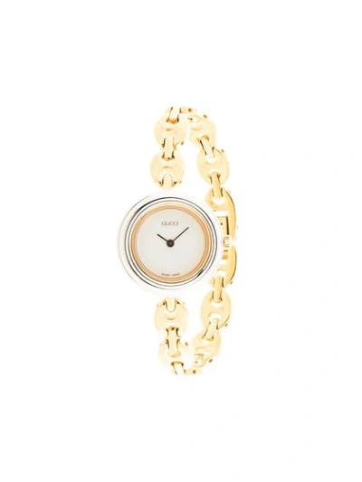 Pre-owned Gucci Change Bezel Quartz Wristwatch In Gold