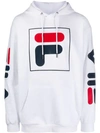 Fila Logo Print Hoodie In White