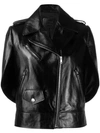 Prada Hybrid Cape-style Biker Jacket In F0002  Nero