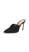 Schutz Heliconia Notched Suede Mules In Black