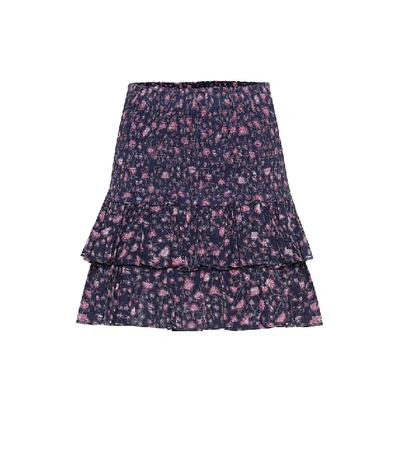Isabel Marant Étoile Naomi Smocked Floral Tiered Skirt In Blue
