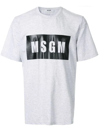 Msgm Printed Logo T-shirt In Grey